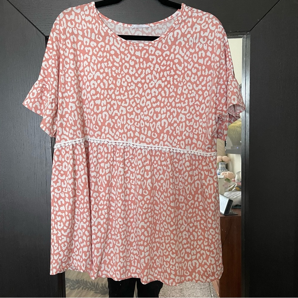Pink leopard babydoll top